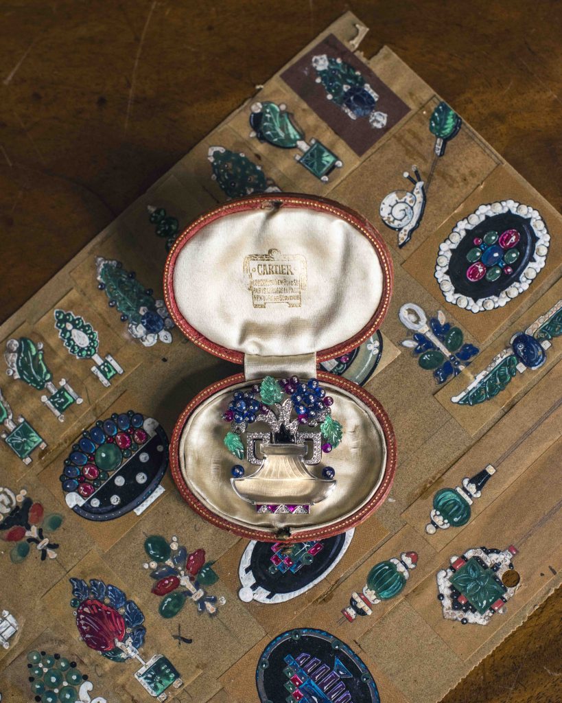 A Cartier art deco Tutti Frutti brooch inspired by Indian designs